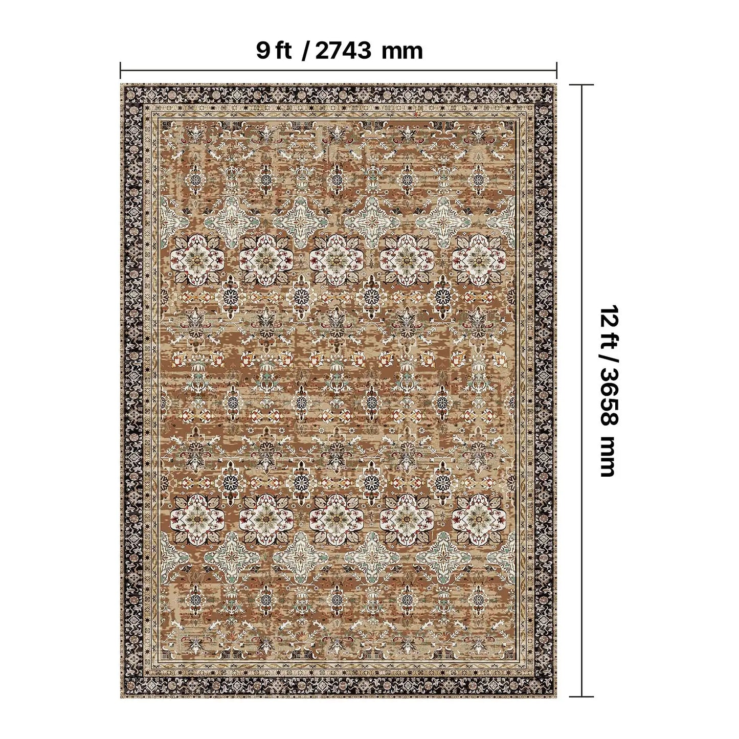 9 x 12 ft Large Washable Boho Rug Non-Slip