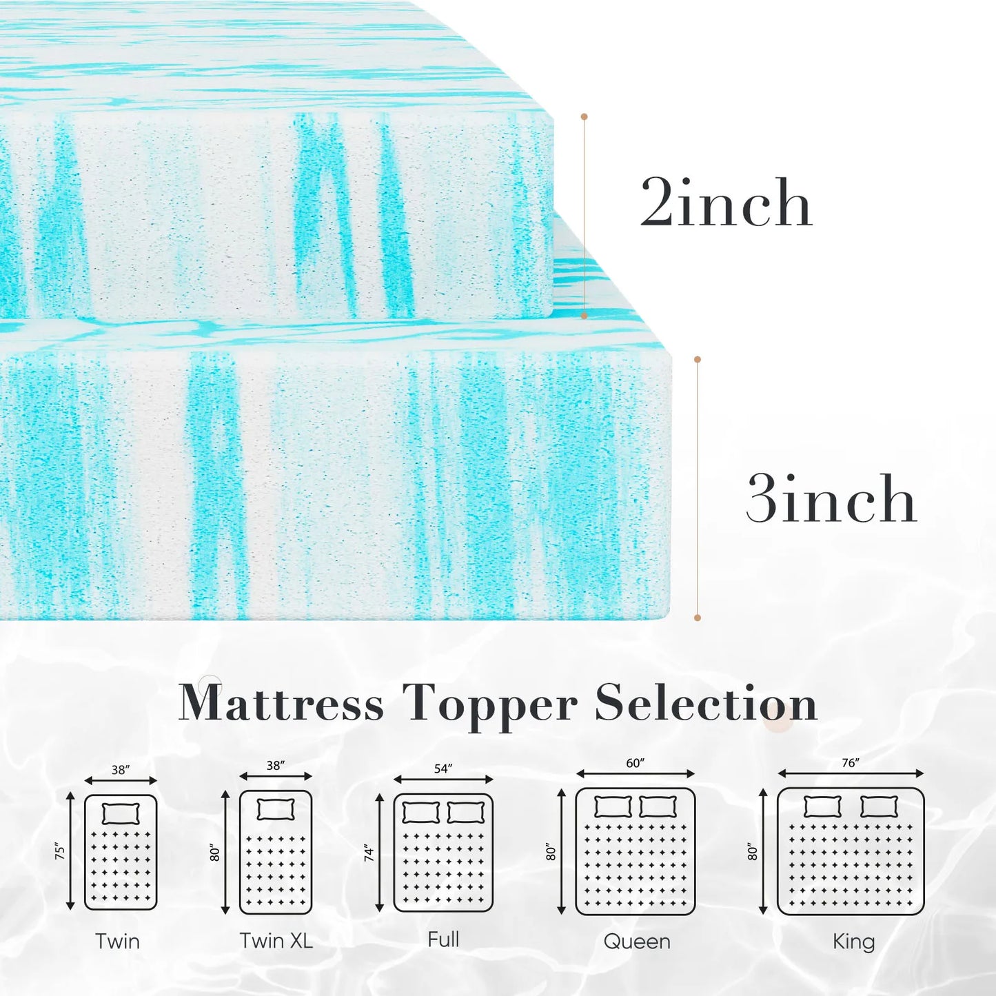 Queen Size Thick Gel  Cooling Mattress Soft and Breathable Bed Topper