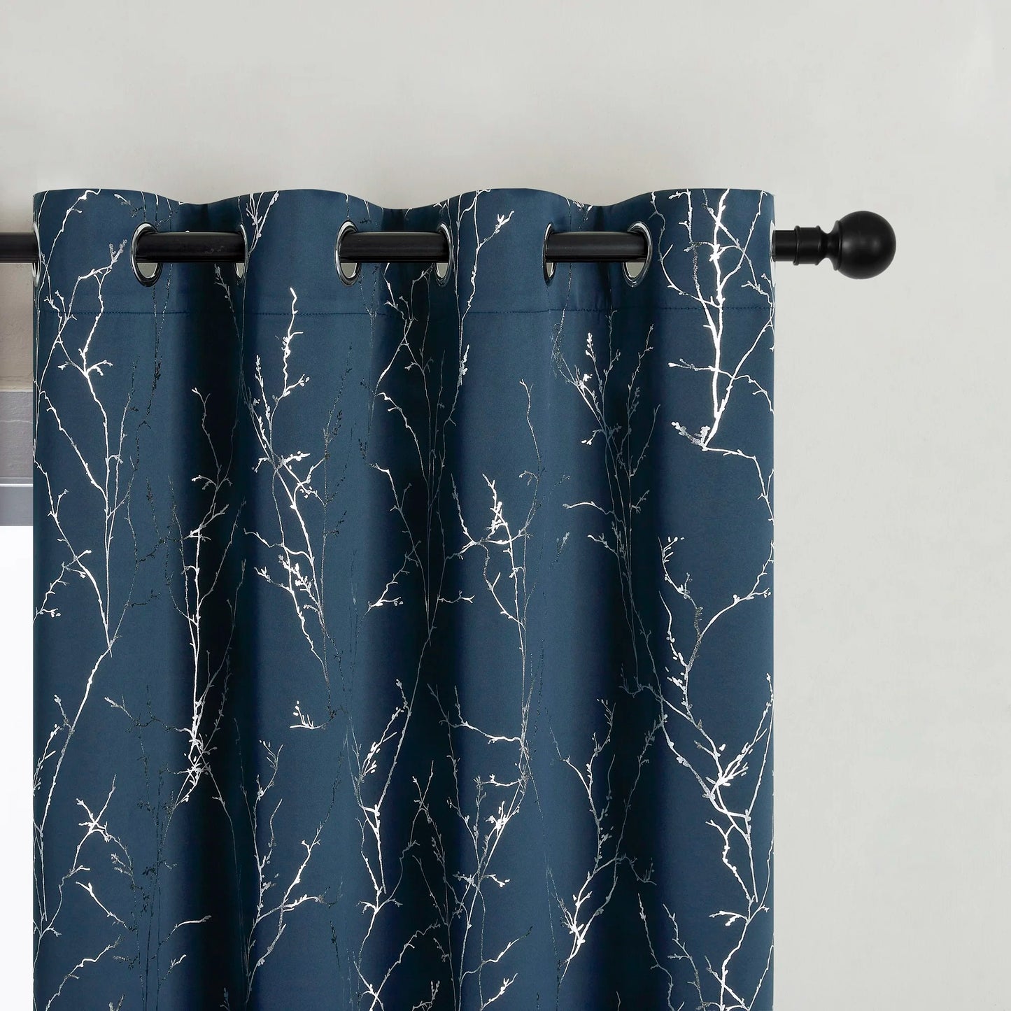 2 Blackout Curtains Grommet Thermal Insulated Room Darkening  With Tree Print