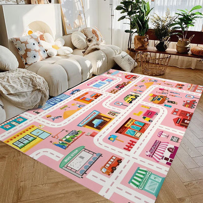 Car Play Mat Non-Slip Kids Play Rug