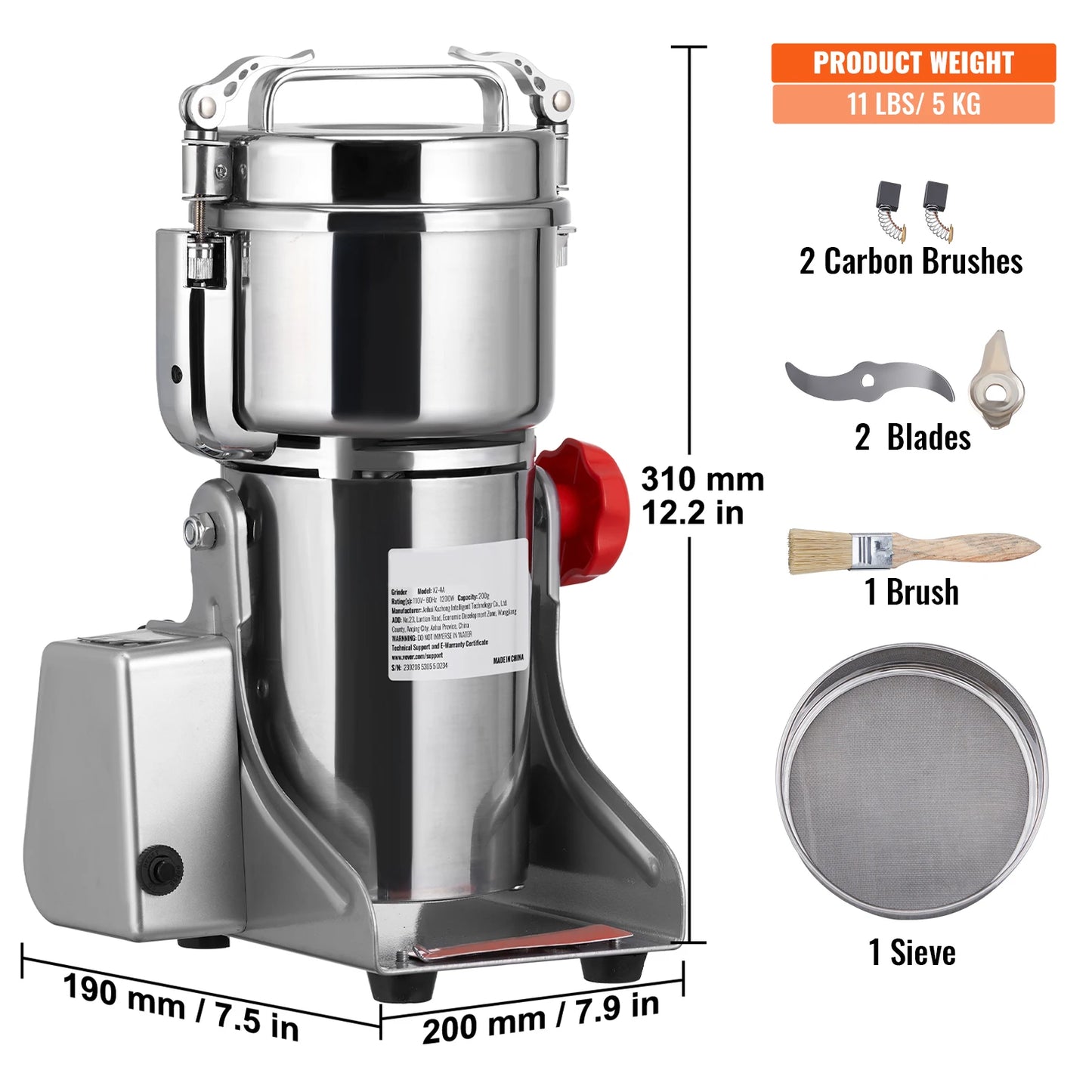 SucceBuy 150-2500g Electric Grain Mill Grinder