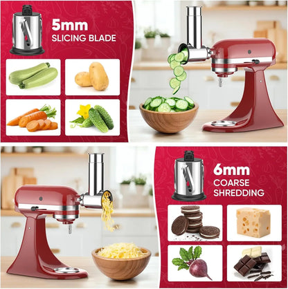 Stainless Steel Slicer Shredder Attachment for KitchenAid Stand Mixers