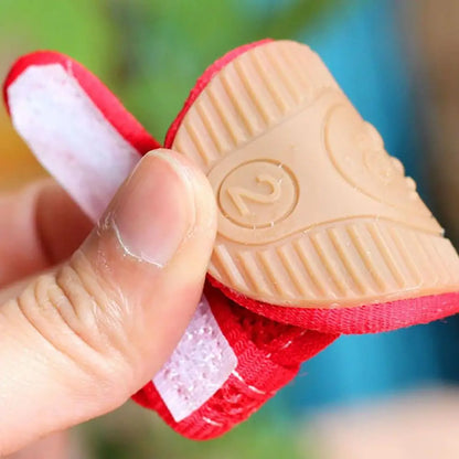 4pcs/pack Anti-slip Outdoor with Reflective Strap Spring Summer Wear Breathable Puppy Shoes