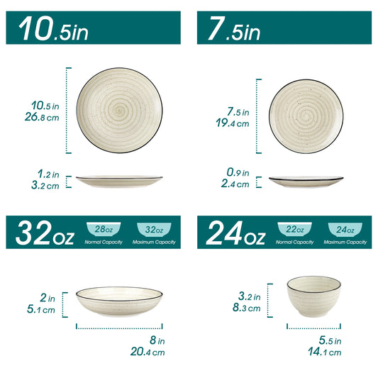 vancasso 24/48 Piece Beige Plates Dinner Sets
