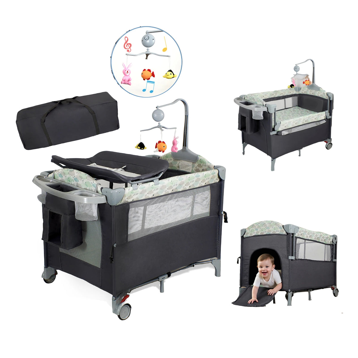 Steanny Pack n Play, Playard with Bassinet