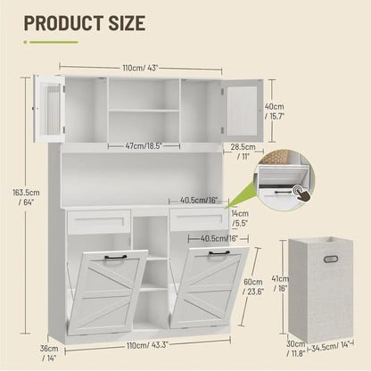 Tilt-Out Laundry Hamper Cabinet with Hidden Baskets